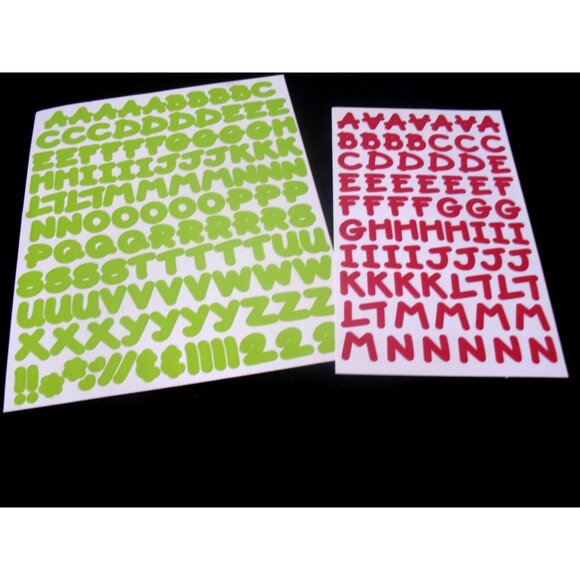 Making Memories Lot of 1 Large, 1 Smaller Green/Red ABC's Alphabet Stickers - Picture 2 of 3